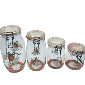 Vintage International Marmalade Preserving Canning Jar Set Geese 4 Pc Canisters